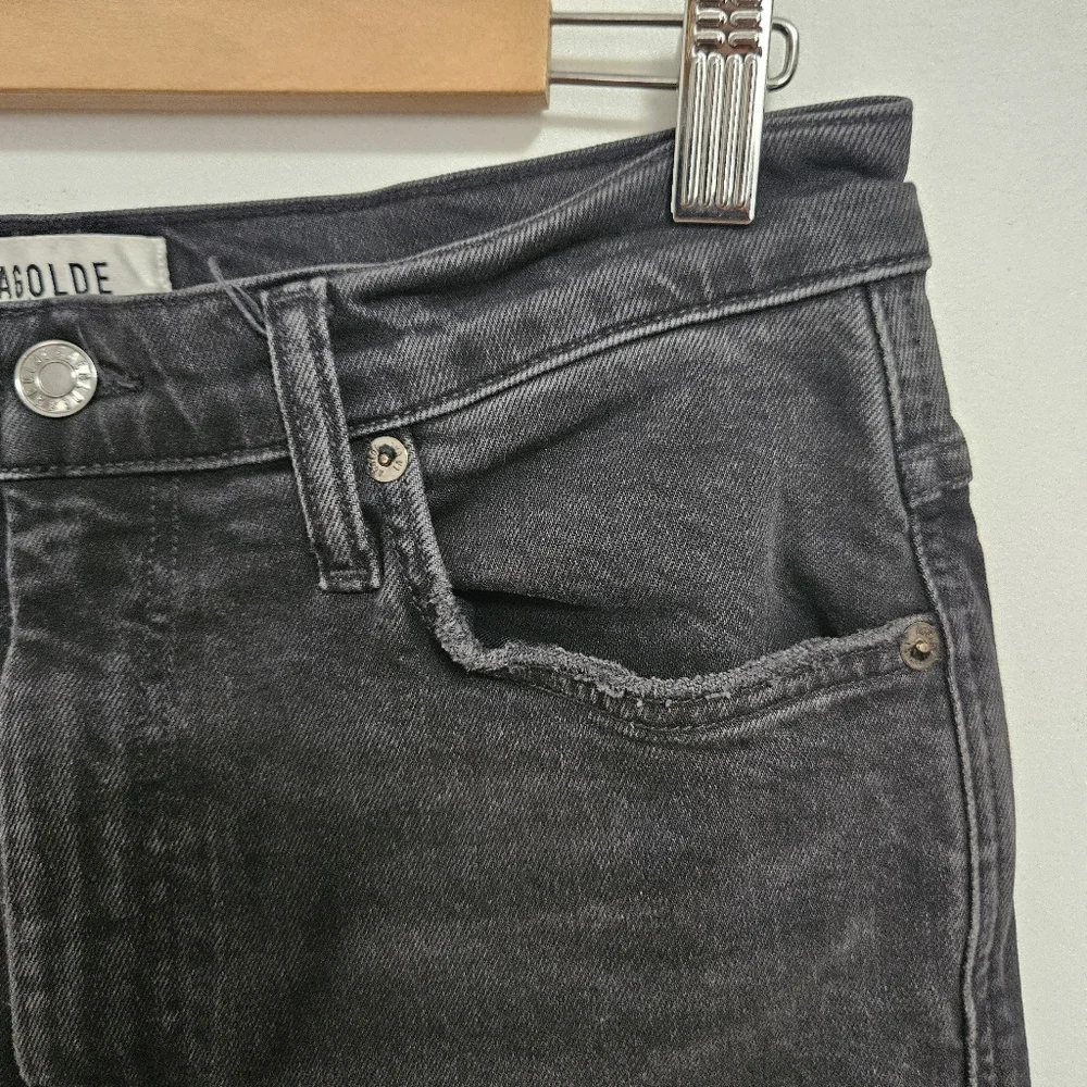 AGOLDE Pinch Waist High Rise Sz 29 Cropped Leg Black Stretch - Picture 5 of 9